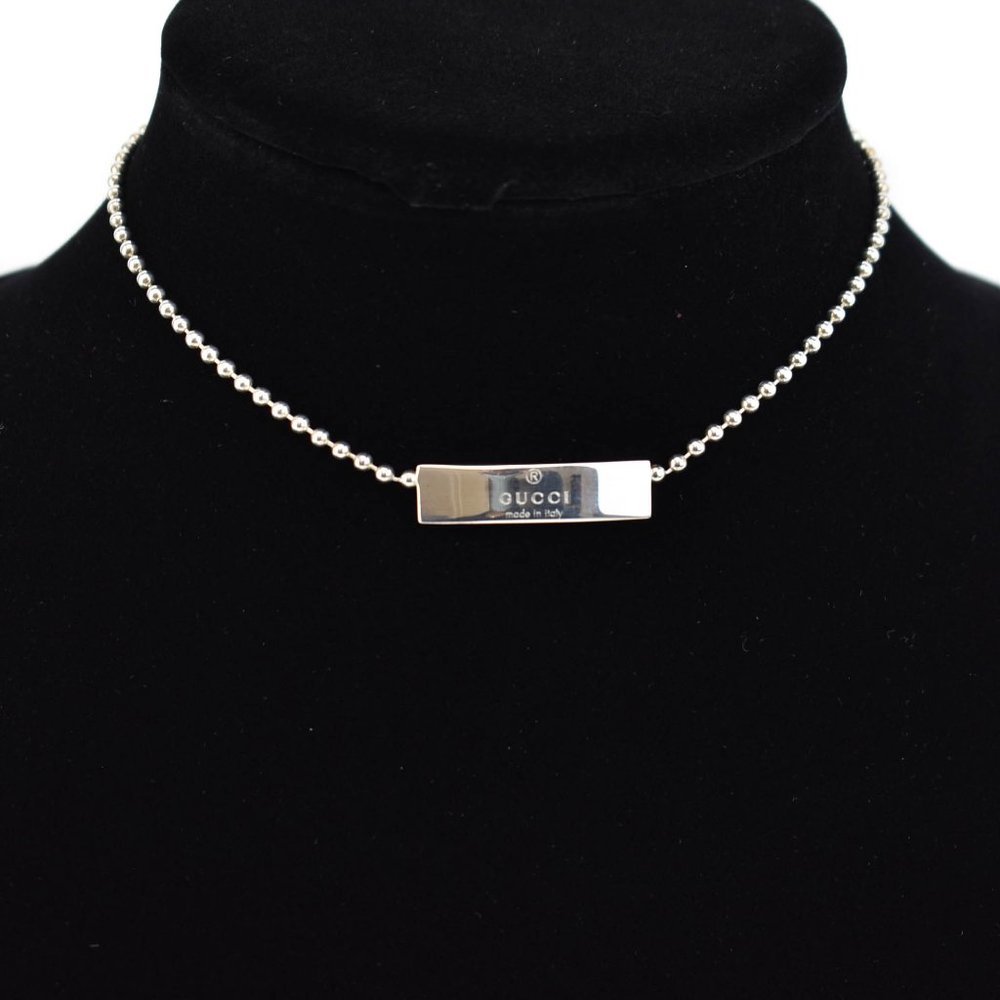 GUCCI: Sterling Silver, Logo Beaded Choker #1500 - Picture 1 of 5